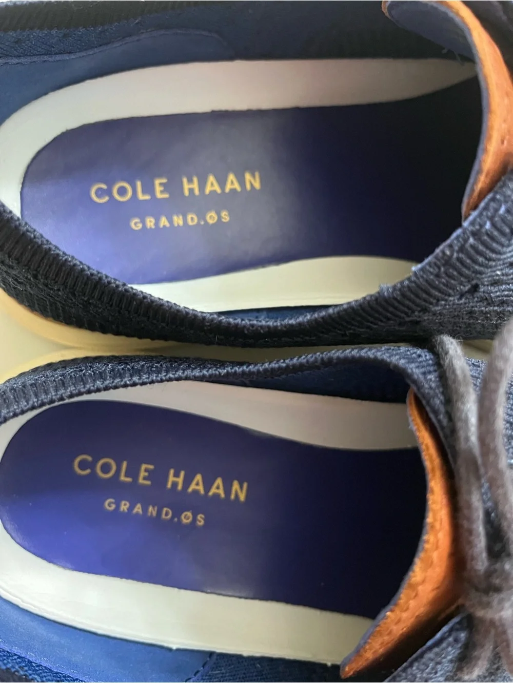 Cole Haan Navy Knit Derby Oxfords with Brown Leather Accents, Men’s Sz 8,5